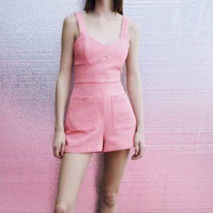 NWT ZARA SHORT TEXTURED WEAVE JUMPSUIT